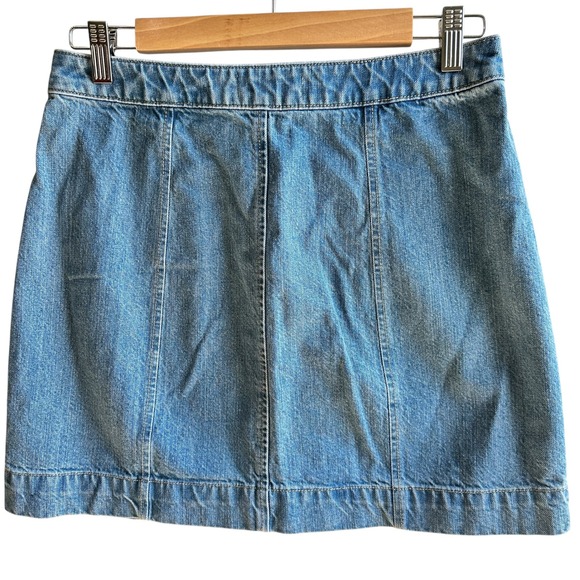 Ann Taylor‎ LOFT Denim Mini Skirt Button Front Pockets Casual Size 4 (27) NWOT - Picture 2 of 10
